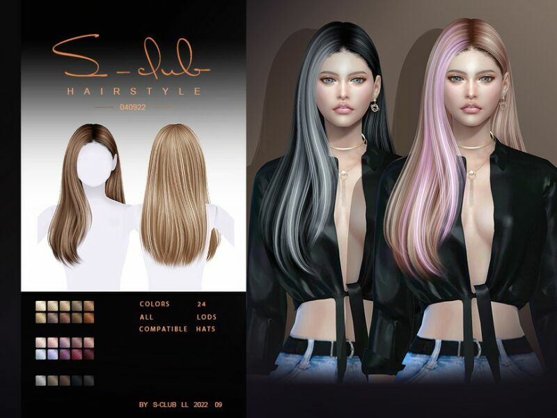 Mi-Long Hairstyle (AN 040922) By S-Club Sims 4 CC