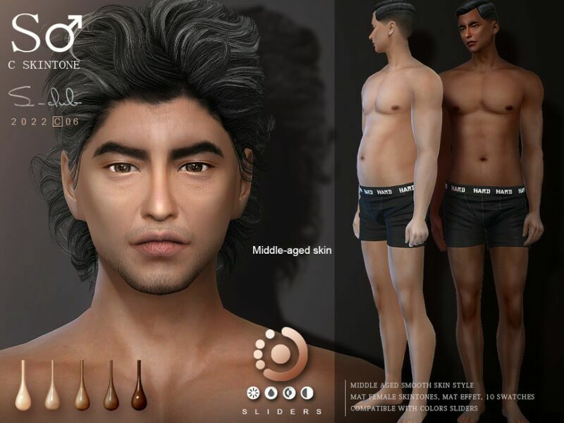 Middle Aged Male Skintones By S-Club Sims 4 CC