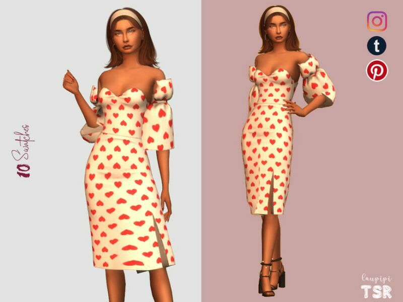 Midi Dress DR-448 By Laupipi Sims 4 CC