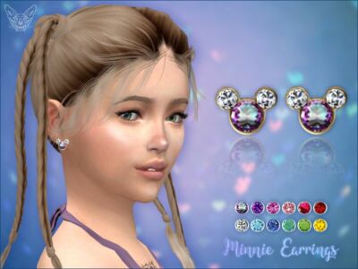 Minnie Earrings With Birthstones For Kids By Giulietta Sims 4 CC