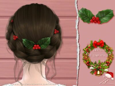 Mistletoe Hairpins By _ZY Sims 4 CC