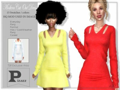 Modern CUT OUT Dress By Pizazz Sims 4 CC