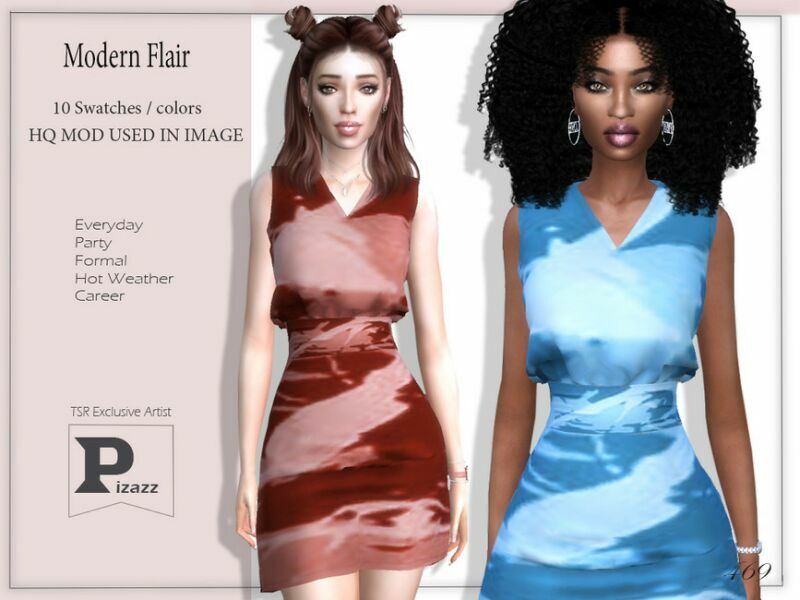 Modern Flair Dress By Pizazz Sims 4 CC