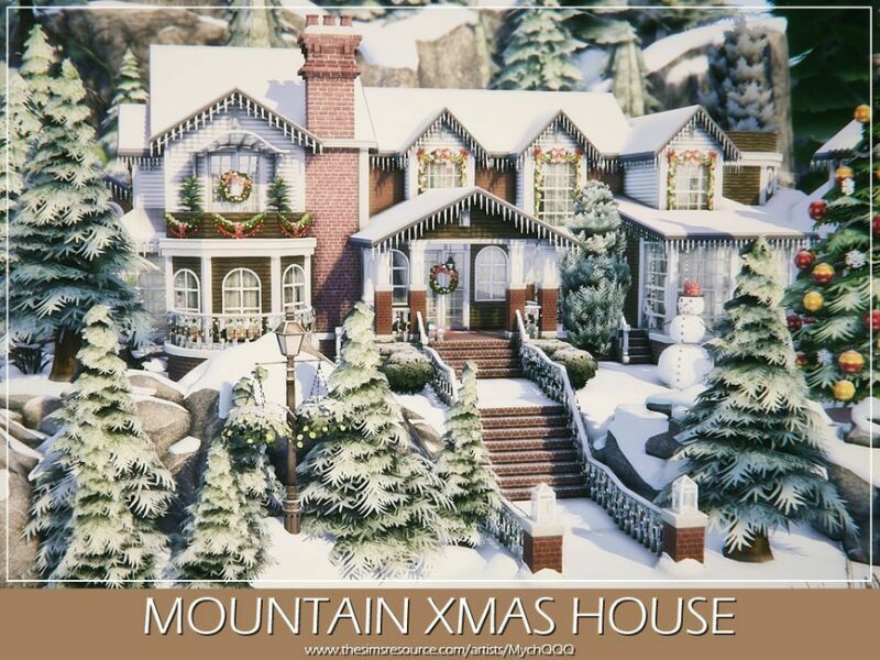 Mountain Xmas House (Unfurnished) By Mychqqq Sims 4 CC