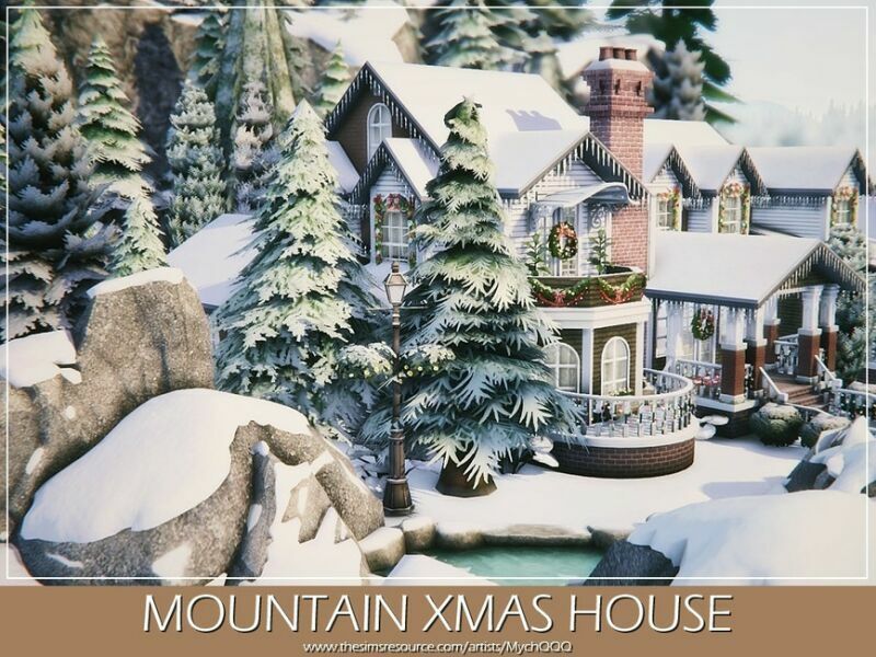 sims 4 cc mountain xmas house unfurnished by mychqqq 4