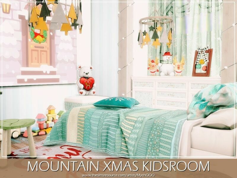 sims 4 cc mountain xmas kidsroom by mychqqq 2