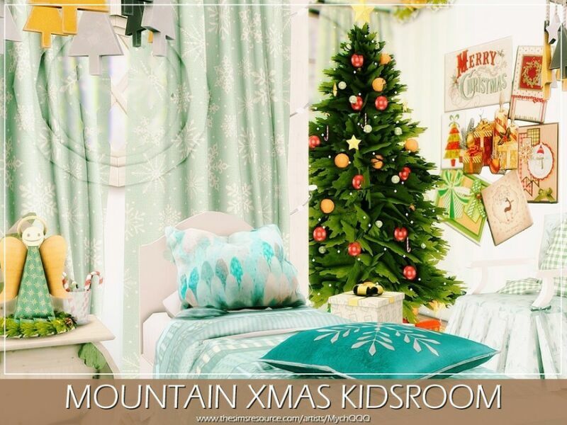 sims 4 cc mountain xmas kidsroom by mychqqq 5