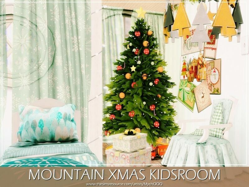 sims 4 cc mountain xmas kidsroom by mychqqq 6