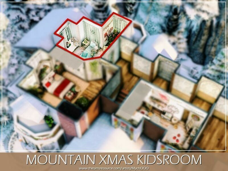 sims 4 cc mountain xmas kidsroom by mychqqq 7