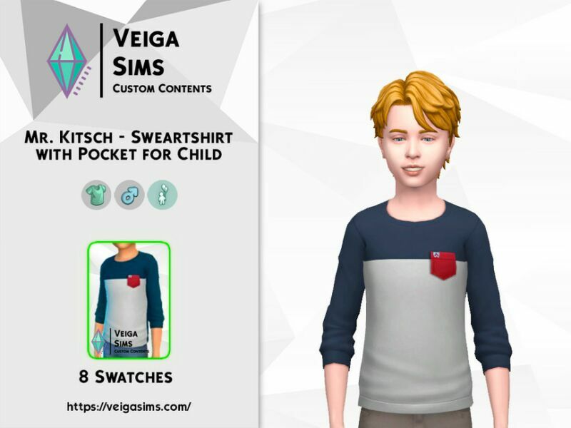 sims 4 cc mr kitsch bicolor sweartshirt with pocket for child 2