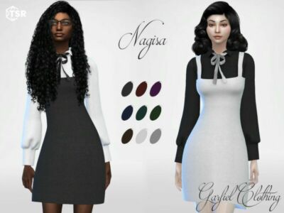 Nagisa – Dress With Shirt And BOW By Garfiel Sims 4 CC