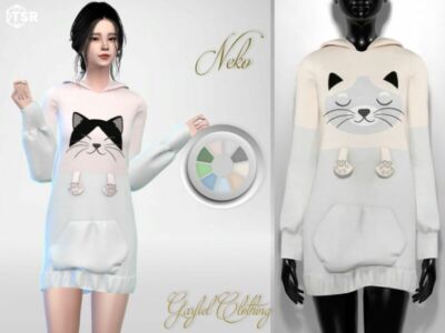 Neko – Cute Hoodie With A CAT By Garfiel Sims 4 CC