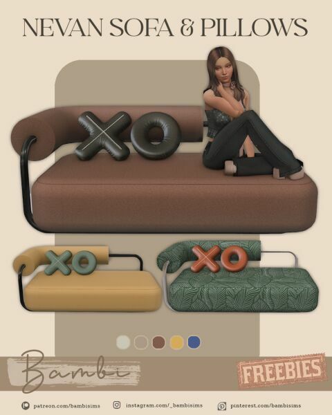 Nevan Sofa And Pillows By Bambisims Sims 4 CC