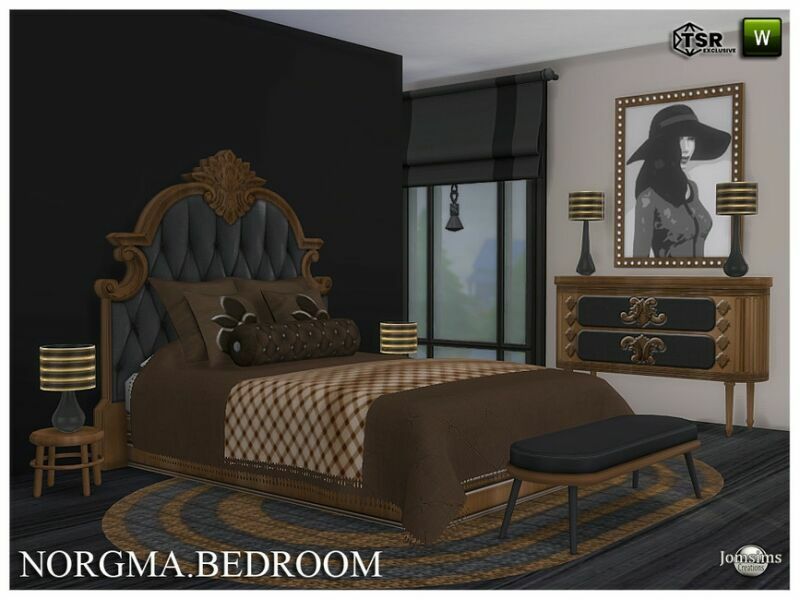 sims 4 cc norgma bedroom by jomsims 4