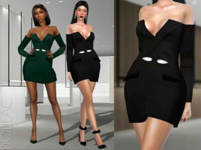 Off-The-Shoulder Dress DO304 Sims 4 CC