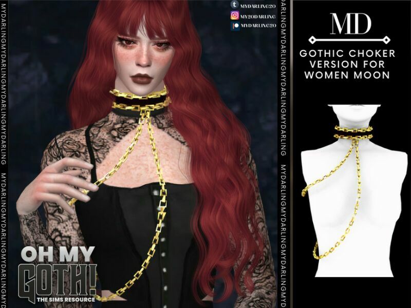 OH MY Goth Choker Version For Women Moon By Mydarling20 Sims 4 CC