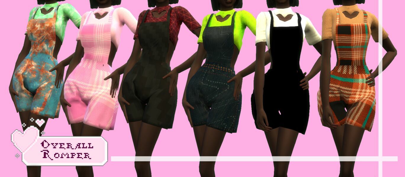 sims 4 cc overall romper with heart 2