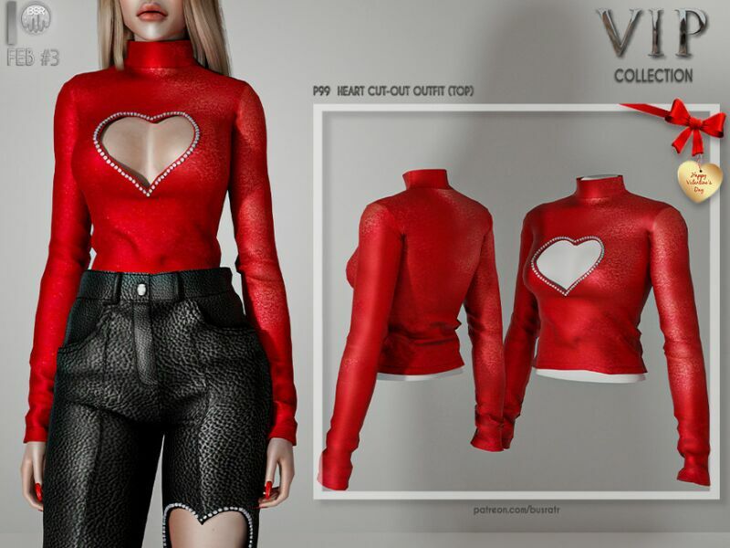 [Patreon] (Early Access) Heart Cut-Out Outfit (TOP) P99 By Busra-Tr Sims 4 CC