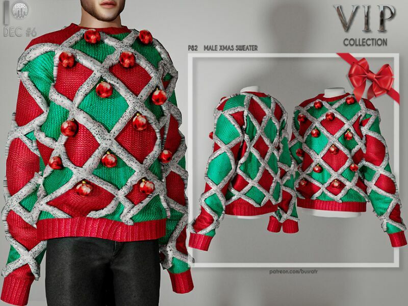 [Patreon] (Early Access) Male Xmas Sweater P82 By Busra-Tr Sims 4 CC