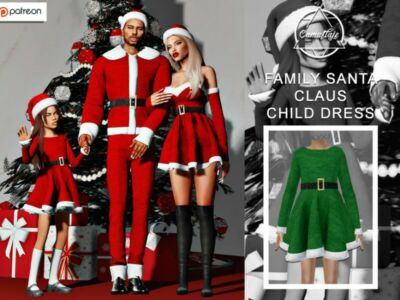 [Patreon] Family Santa Claus – Child Dress By Camuflaje Sims 4 CC