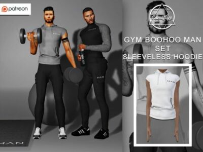 [Patreon] GYM Boohoo MAN – Sleeveless Hoodie By Camuflaje Sims 4 CC