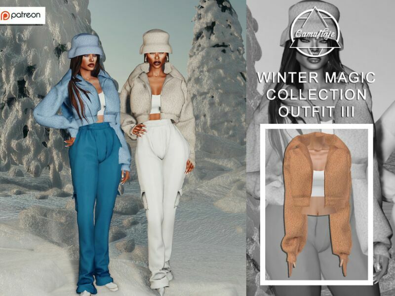 [Patreon] Winter Magic Collection – SET III (Jacket & TOP) By Camuflaje Sims 4 CC