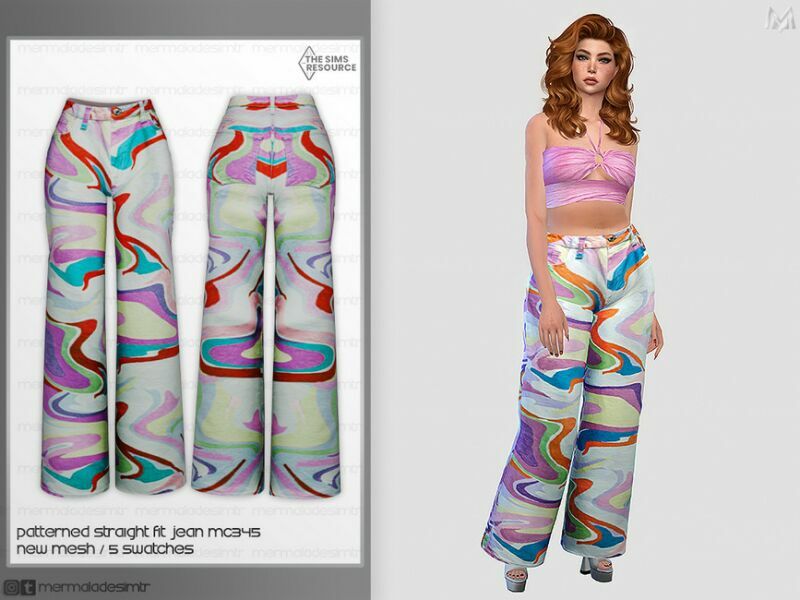 Patterned Straight FIT Jean MC345 By Mermaladesimtr Sims 4 CC