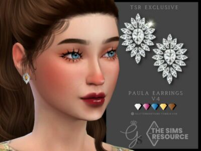 Paula Earring V4 By Glitterberryfly Sims 4 CC