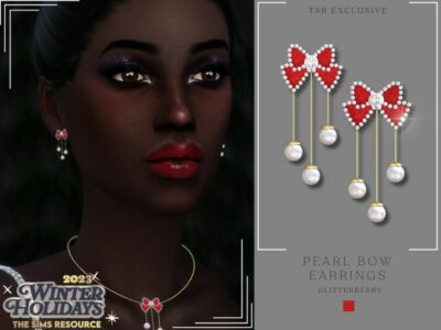 Pearl BOW Earrings Sims 4 CC