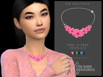 Pink Flower Necklace By Glitterberryfly Sims 4 CC