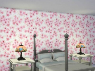 Pink Flower Wallpaper V1 By Morrii Sims 4 CC