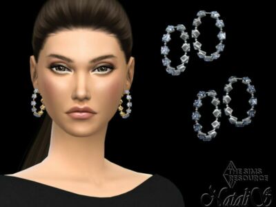 Princess CUT Crystals Hoop Earrings By Natalis Sims 4 CC