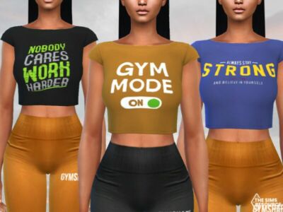 Printed GYM Cropped Tops By Saliwa Sims 4 CC