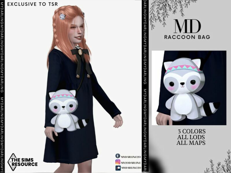 Raccoon BAG Child By Mydarling20 Sims 4 CC