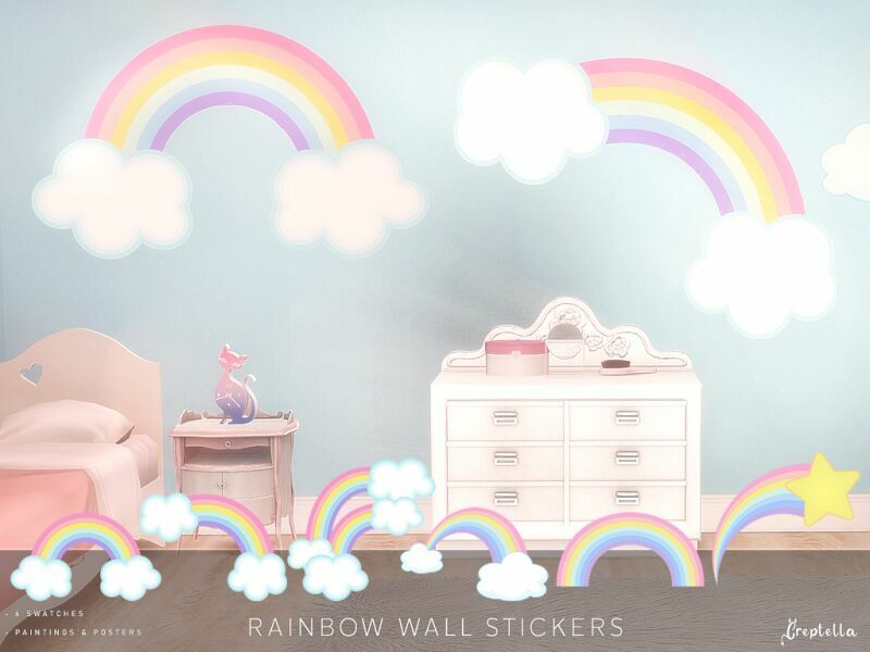 Rainbow Wall Stickers By Creptella Sims 4 CC