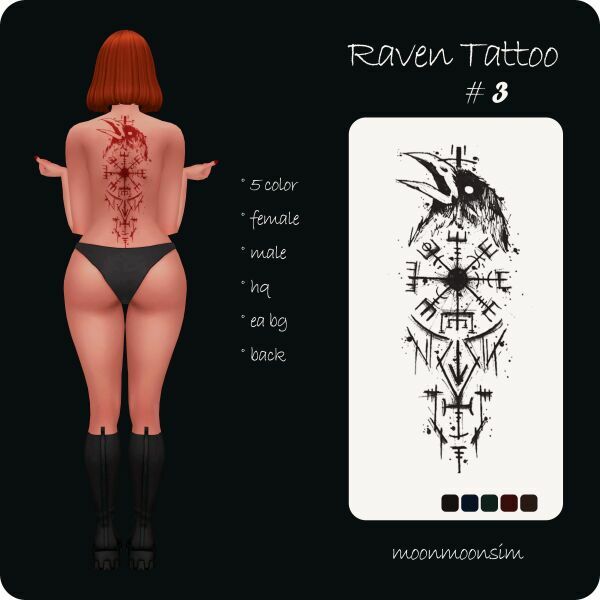 Raven Tattoo 3 By Moonmoonsim Sims 4 CC