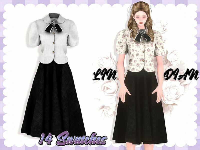 Round Neck Long Skirt Sims 4 CC