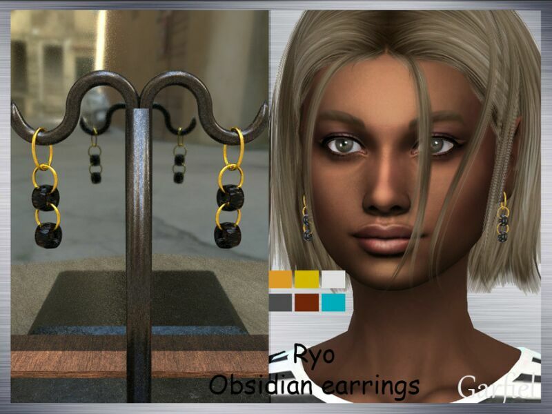 RYO Obsidian Earrings By Garfiel Sims 4 CC