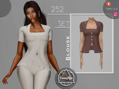 SET 252 – Buttons UP Blouse By Camuflaje Sims 4 CC