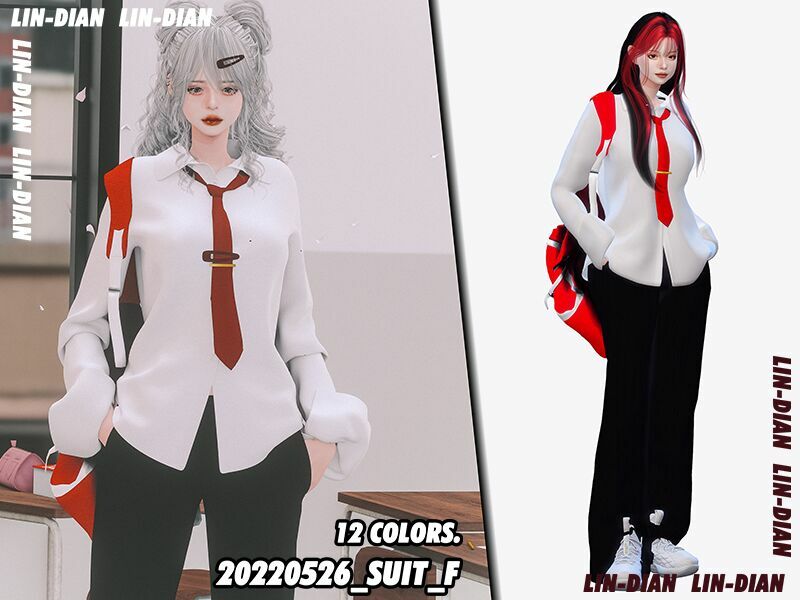 Shirt Pants And Cross Back Backpack Sims 4 CC