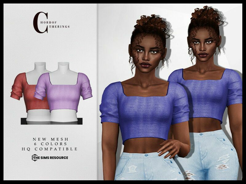 Short Sleeve Blouse T-592 By Chordoftherings Sims 4 CC