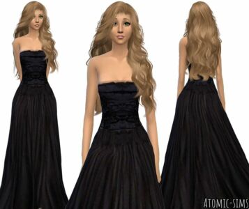 Simchic Black Designer Gown Conversion By Atomic-Sims Sims 4 CC