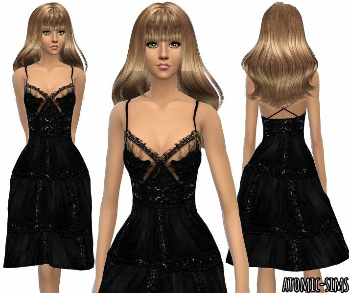 Simchic Valentino Black Lace Dress Conversion By Atomic-Sims Sims 4 CC