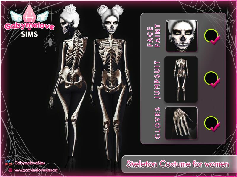 Skeleton Costume For Women • SET | Halloween CC Sims 4 CC