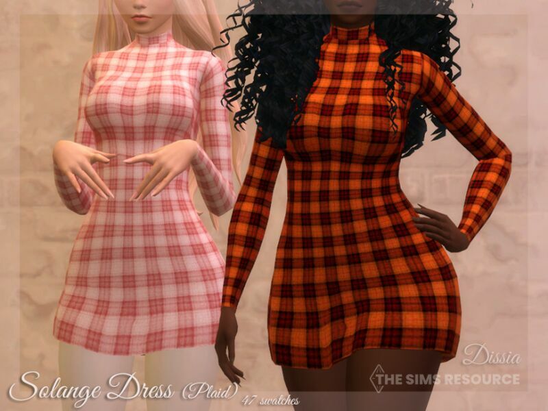 Solange Dres (Plaid) By Dissia Sims 4 CC