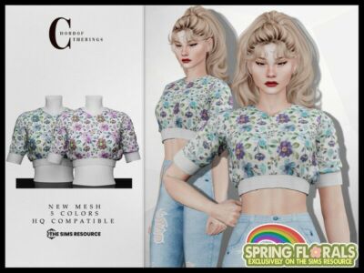 Spring Florals Blouse T-580 By Chordoftherings Sims 4 CC