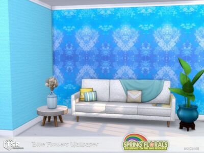 Spring Florals – Blue Flowers Wallpaper By Nolcanol Sims 4 CC