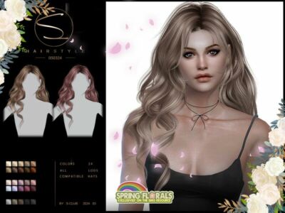 (Spring Florals Collection)Curly Hair 050324 By S-Club Sims 4 CC