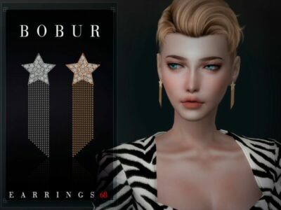 Star Earrings With Waterfall Chains By Bobur3 Sims 4 CC