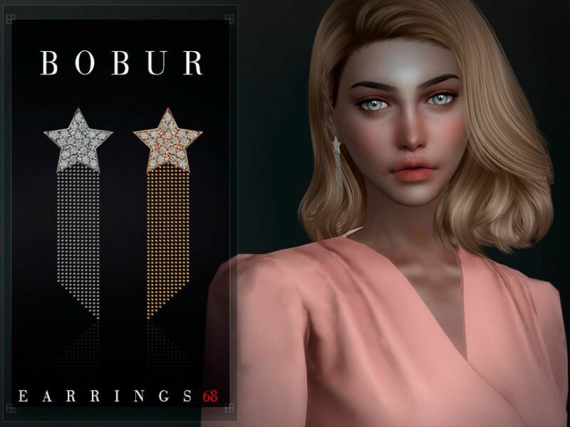 sims 4 cc star earrings with waterfall chains by bobur3 2